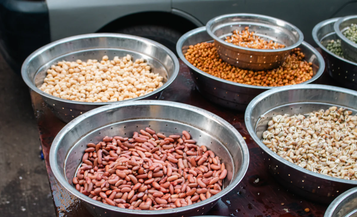 Assorted pulses and food ingredients in bowls