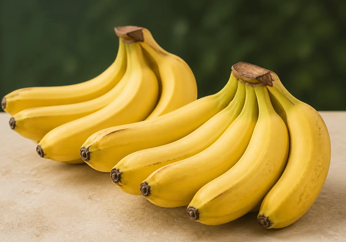 A fresh bunch of ripe yellow bananas